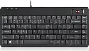 P-eri-xx PERIBOARD-505H PLUS, Wired USB Trackball Keyboard - Built-in 2x USB 2.0 Hubs - Mini Design - Fit with Professional or Industrial Use - Built inTrackball - US English Layout