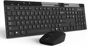 Be-an 2.4GHz Full Size Wireless Keyboard and Mouse Combo, Ergonomic Design Compatible with Windows and Linux, 1000/1200/1600 DPI, Batteries Included - Plug and Play