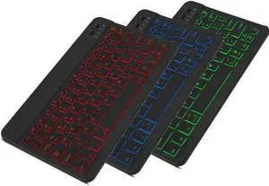 HB030B Universal Slim Portable Wireless Bluetooth 3.0 7-Colors Backlit Keyboard with Built in Rechargeable Battery, Black