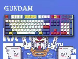 Corn Tri-Band RGB Wireless Bluetooth Wired 108 key Customized Mechanical Keyboard Gundam Cartoon Animation Co-branding Theme PBT keycaps Anti-Ghosting Gaming Keyboard Blue Switch