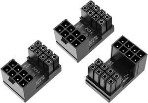 PCIe 8 Pin 180 Degree Power Adapter,U Turn Angled GPU VGA 8Pin Connector Male to Female Internal Power Board Adapter for Desktop PC Graphics Video Card - Reverse Type,3 Pack