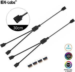 2 Pack 5V 3-Pin RGB 2-Way Female to x Female RBW LED Strip Splitter Cable,2 Port AURA RGB Lighting Hub w/ Gender Changer Adapter - 1 Foot