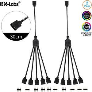 2 Pack 1-to-5 3 Pins Addressable RGB Splitter Y Cable,LED Strip RGB Case Fans 5 Way RGB Hub Compatible with ASUS Aura Sync / Gigabyte RGB Fusion / MSI Mystic Light and w/ 5V 3pin RGB Header