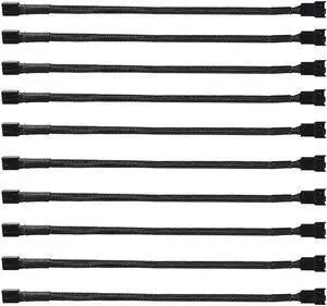 10Pack 4-Pin Case Male to Female PWM Fan Splitter Cable 10.6inch Sleeved Braided Adapter Computer PC Fan Power Extension Cable Converter for Computer ATX Case Compatible 3-Pin/4-Pin Cooling Fan Cable