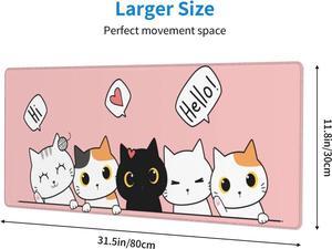 BUCIER Pink Cute Kittens Cat Gaming Mouse Pad Large XL Kawaii Desk Mat Long Extended Pads Big Mousepad for Home Office Decor Accessories