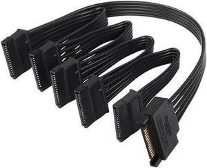 BUCIER SATA Power Splitter Cable SATA 15 Pin Male to 5 Female Power Splitter Extension Cable Serial ATA Power Cable Splitter Hard Drive Power Cable (50cm+10cm+10cm+10cm+10cm)