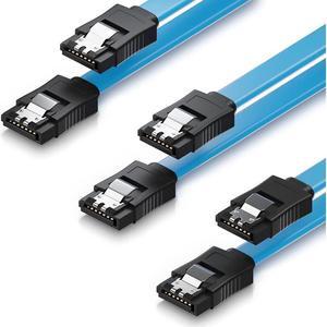 isptewhie SATA Cable III 3 Pack SATA Cable III 6Gbps Straight HDD SDD Data Cable with Locking Latch 15.7 Inch 40cm Compatible for SATA HDD SSD CD Driver CD Writer - Blue