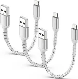 6 Inch iPhone Charging Cable 3 Pack Braided Short iPhone Charger Cord [MFi Ceritified] Compatible with Apple iPhone 14 13 12 11 Pro Max/Mini XS XR X 8 7 Plus SE2 iPad Short Lightning Cable