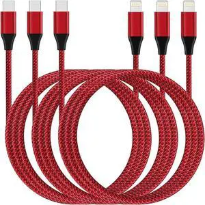 iPhone Charger Fast Charging Cable USB C to Lightning Cable [Apple MFi Certified] 3Pack 10FT Fast iPhone Charger Cord Nylon Braided USBC to Lightning Cable for iPhone 14 Pro/13/12 MiNi/11/XR AirPods