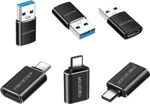 [6 Pack] USB C to USB Adapter (3 Pack)&USB to USB C Adapter (3 Pack) [Aluminum Shell] SuperSpeed Data Transfer & Fast Charging for iPhone/PC//iPad/Laptop/MacBook/etc