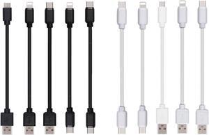 10-Pack Multi Short USB Cables & TypeC-C Cables for Charging Stations Compatible/w iPhone16 &15 iPhone5-14/ iPads/iPad Mini/iPad Pros/ Moblies & Tablets/Pixel & Nexus/HTC/Sony(Black)