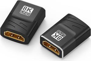 HDMI Coupler Female to Female, 2 Pack 8K HDMI Adapter, HDMI Connector 3D, HDMI 2.1 Extender Compatible with HDTV Roku TV Stick Chromecast Nintendo Switch Xbox One Playstation PS4 Laptop PC