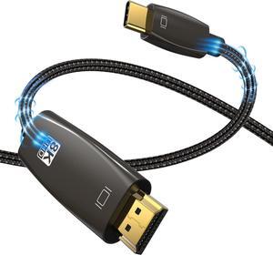 USB C to HDMI 2.1 Cable 10FT, Thunderbolt 3/4 Compatible, (48Gpbs, 8K@30Hz, 4K@120Hz), for MacBook Pro, MacBook Air, iPad Pro, UHD TV, Projector and More