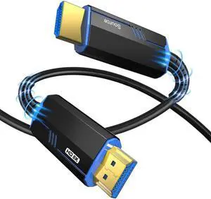 8K Game HDMI Cable Fiber Optic HDM1 2.1 (16ft) Long In-Wall Cable, Ultra High Speed 48Gbps, Supports 8K@60Hz, 4K@120Hz, Dynamic HDR, eARC, Compatible RTX3090, Xbox Series X, PS5, UHD SUHD TV