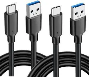 USB3.2 Type A to USB-C 10Gbps Cable,USB3.2 Gen 2 Type C Data Cable, 3A 60W PD Fast Charging Cable, 2 Pack 10ft+10ft