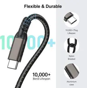 USB C Extension Cable [6.6ft, 2Pack], USB Type-C Male to Female Cord, [USB3.1 Gen2/10Gbps] Sync Transfer USB C Extender 100W Fast Charging UHD 4K Video for MacBook,Laptop,Tablet,Mobile Phone and More