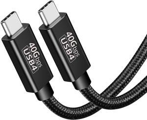 8K USB 4 Cable,USB C 40Gbps Data Transfer 240W Charger 8K@60Hz Dual 4K Monitor Display Short Cord Compatible with Thunderbolt 4 3 MacBook Pro M2 iPad External SSD Game Drive eGPU Hub, 3.3 ft.