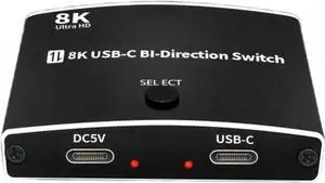 USB C Switch Bi-Direction 2 in 1 or 1 in 2 KVM Switcher, 8K@60Hz Video / 10Gbps Data Transfer Compatible with Thunderbolt Type C Device