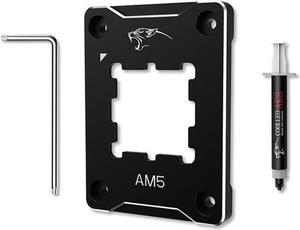 CPU Contact Frame Anti-Bending Buckle for AMD AM5 Aluminum Corrector Bracket Holder,AM5 Full-fit Fixed Non-Marking Mounter Fixing Frame, CPU Cooler Standard for X670 B650,Black