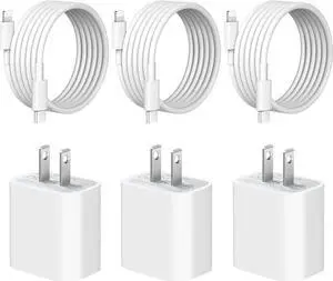 [3 Pack] iPhone 14 13 12 11 Charger 20W USB-C Charger Blocks and 6Ft iPhone Charger Cable Compatible with iPhone 14/13/12/11/Xs/8