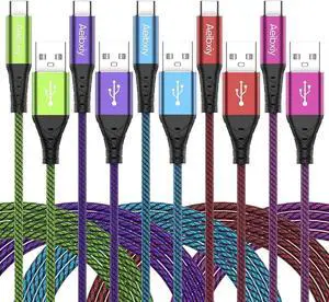 USB C Cable 10FT 5-Pack Type C Charging Cable, USB A to USB C Charging Nylon Braided Charge Cord for Samsung Galaxy S20 S10 S9, A11 A20, Note 10 9 8, USB Type C Charger