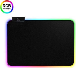 RGB LED Gaming Mouse Pad - 13.7 x 9.8 x 0.16 inches - Lighting Computer Mice Mat, thick Mousepad for Gamers,14 Modes Cool Light Effect, Non-Slip Rubber Surface Optimized for All (350X250X4mm)
