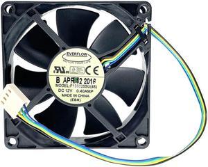 80mm 8cm 8025 PWM Computer PC CPU Cooling Fan,Everflow F128025SU (48) 80X80X25mm DC12V 0.40A 4400RPM High Speed Cooler