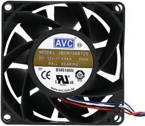 New AVC 2B08038B12S 8cm 8038DC 12V 3.84A 4-wire PWM Server High-volume cooling Fan