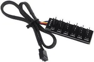 Milue PWM Fan Hub PC Fan Splitter 6 Way Sleeved Power Supply Cable Adapter Internal Motherboard Fan Power Extension Cable Cord Pwm Fan Hub Splitter