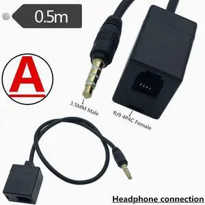 4P4C Crystal Head RJ9 Headphone conversion Dual 3.5MM computer plug Telephone converter Telephone headphone conversion cable  RJ9 to single 3.5 normal model