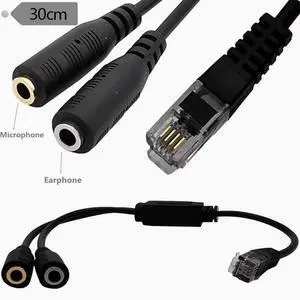 4P4C Crystal Head RJ9 Headphone conversion Dual 3.5MM computer plug Telephone converter Telephone headphone conversion cable  RJ9 to 2 3.5C