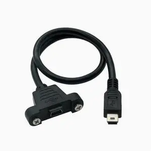 mini usb male to female extension cable with ear strap screw holes Secure the panel cable