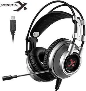 XIBERIA K9 USB Virtual 7.1 Sound PC Gaming Headset, Noise cancellation & LED Lights, 50MM Drivers, Best Computer Headsets with Mic