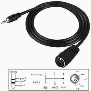 MIDI to TRS 3.5mm rotary DIN 5P female audio plug to MIDI audio adapter straight head Black 1m MIDI to TRS 3.5mm rotary DIN 5P female audio plug to MIDI audio adapter straight head Black 1m