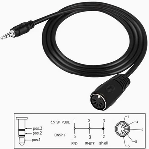 MIDI to TRS 3.5mm rotary DIN 5P female audio plug to MIDI audio adapter straight head Black 1.5m MIDI to TRS 3.5mm rotary DIN 5P female audio plug to MIDI audio adapter straight head Black 1.5m