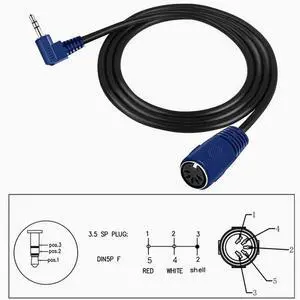MIDI to TRS 3.5mm rotary DIN 5P female audio plug to MIDI audio adapter elbow Blue 3m MIDI to TRS 3.5mm rotary DIN 5P female audio plug to MIDI audio adapter elbow Blue 3m