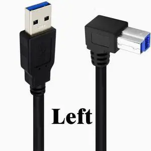 USB3.0 square port data cable A Revolution B male 90 degrees up and down left and right elbow hard disk box printer cable 0.5m Left Angle