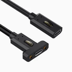 USB4 :Type-C female to Type-C female ear screws fixed panel extension cable 8K60HZ Lightning Multi-function 240W