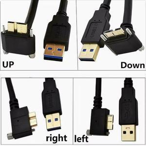 Elbow industrial camera data cable USB3.0 turn Micro B up and down left and right bend with screw lock high-speed 5Gbps 0.3 m Up Angle