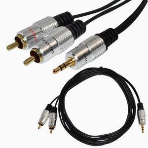 1.5m aluminum alloy head audio cable 3.5mm one minute two turn double AV Lotus cable Computer speaker cable Audio cable