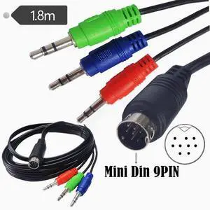 MINI DIN 9P cable mini din 9pi to 3*DC3.5mm red Green Blue audio cable Mini din