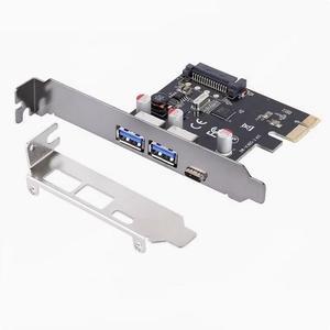 2-port USB3.2  1-port   TYPE-C Gen1 expansion card Desktop computer PCI-E to USB3.0 Type-c adapter card