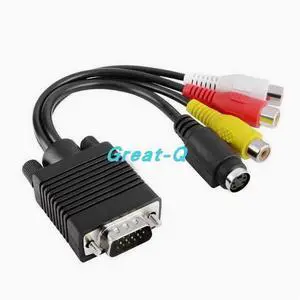 VGA to AV cable VGA Lotus VGA color difference cable Computer TV cable VGA to 3RCA plus S terminal cable S-Video
