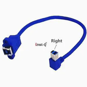 USB 3.0 cable elbow Print USB 3.0B female tape earlock screw panel cable Female headlock screw cable Right Angle