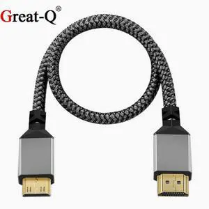 mini hdmi to hdmi 2.0 4k HDTV computer data transmission Gray aluminum shell braided wire a-c