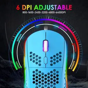 RGB Backlit 6400 DPI Lightweight Gaming Mouse