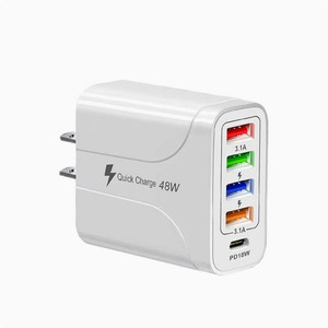 Caricatore USB 65W Con 3 Porte (2 Type-C + 1 USB-A) – Adattatore Da Parete Per Casa, Ufficio E Viaggi (100-240V, Compatto)