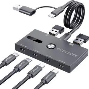 10Gbps USB 3.2 Gen 2 USB C Hub, 6 Ports USB C Splitter, USB C to USB C and USB A Hub for PC, Laptop, Mac-Book Pro/Air, i-Mac, Surface Pro, Chro-m-e-book, Etc (HUB ONLY, Not Support Charging/Monitor)