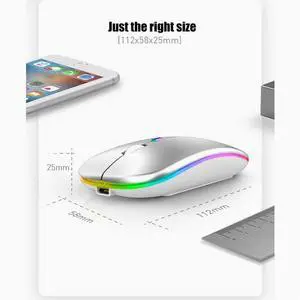 Bluetooth Mouse 5.0 Wireless luminous dual Mode Mute for Apple 2.4G charging silent office computer mouse White