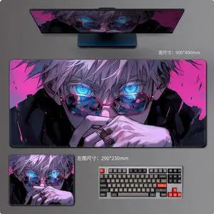 Anime Jujutsu Kaisen Gojo Satoru drawing mouse pad  Gaming Mouse Pad with Stitched Edges, Large Mouse pad with Non-Slip Rubber Base for Work & Gaming, Office & Home, 35.4x15.7inch